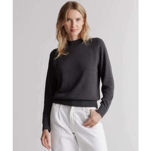 Quince 100% Organic Cotton Mock Neck Sweater in Charcoal Gray Size Medium